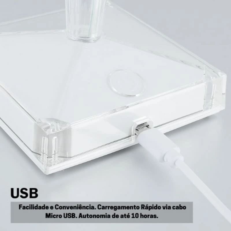 Luminária de Mesa LED Diamante USB 3 em 1 Sem Fio Casa & Coza