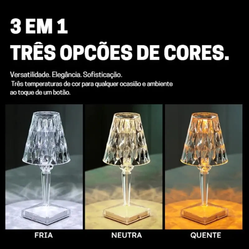Luminária de Mesa LED Diamante USB 3 em 1 Sem Fio Casa & Coza