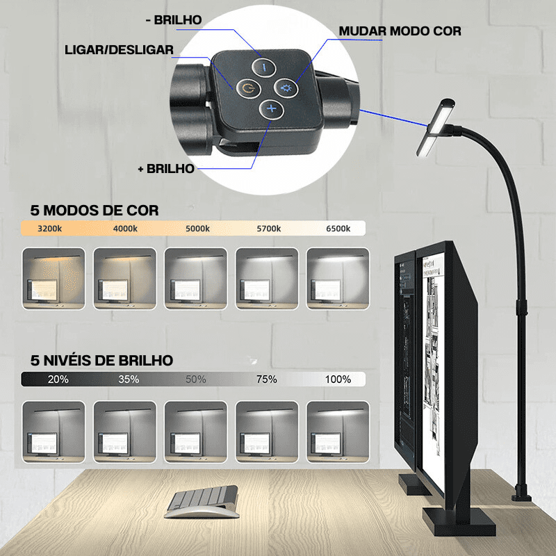 Luminária de Mesa LED Escritório Flexível Alumínio Casa & Coza
