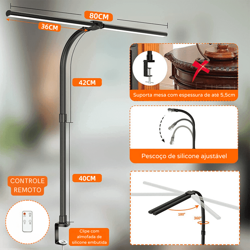 Luminária de Mesa LED Escritório Flexível Alumínio Casa & Coza