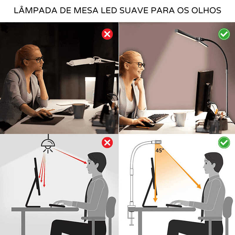 Luminária de Mesa LED Escritório Flexível Alumínio Casa & Coza