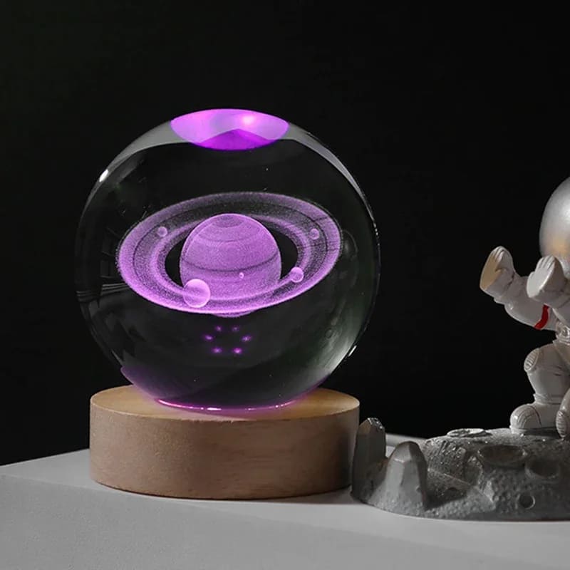 Luminária de Mesa LED Luz Noturna 3D Bola Cristal Casa & Coza