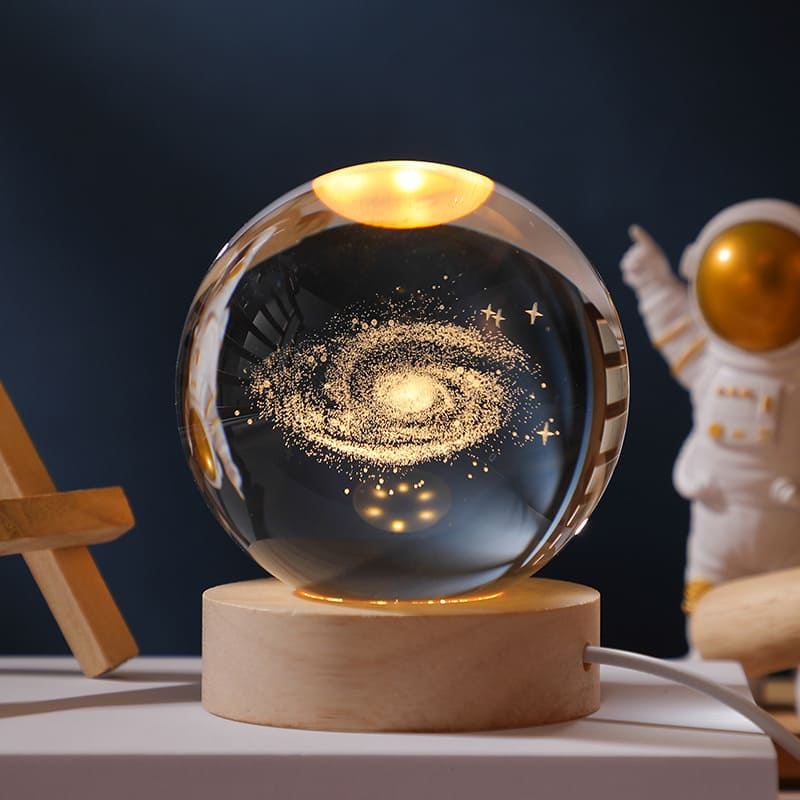Luminária de Mesa LED Luz Noturna 3D Bola Cristal Casa & Coza