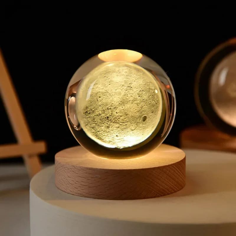 Luminária de Mesa LED Luz Noturna 3D Bola Cristal Casa & Coza