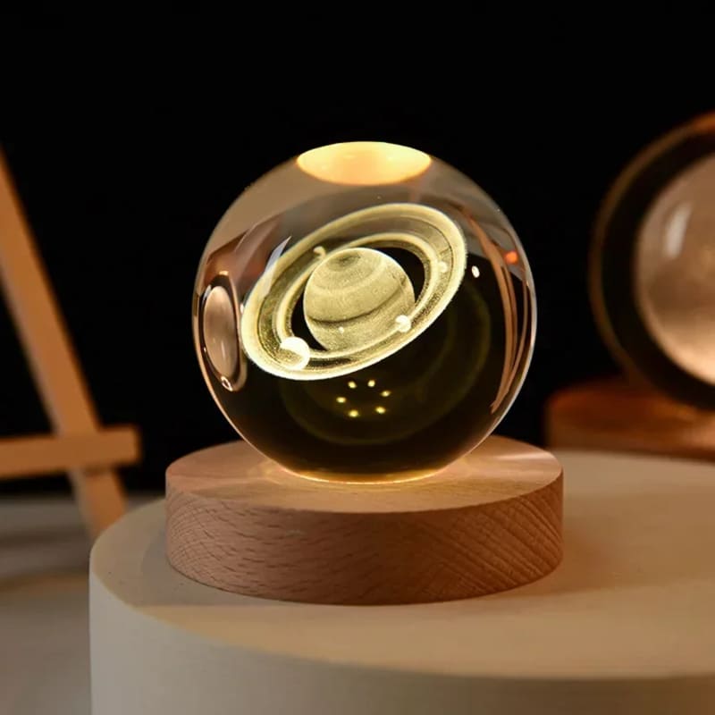 Luminária de Mesa LED Luz Noturna 3D Bola Cristal Casa & Coza