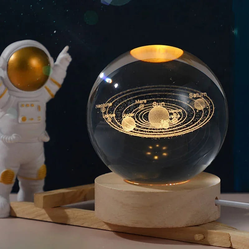 Luminária de Mesa LED Luz Noturna 3D Bola Cristal Casa & Coza