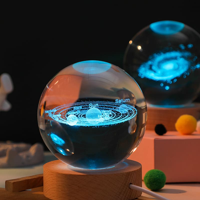 Luminária de Mesa LED Luz Noturna 3D Bola Cristal Casa & Coza