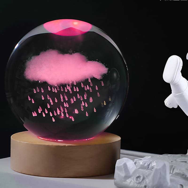 Luminária de Mesa LED Luz Noturna 3D Bola Cristal Casa & Coza