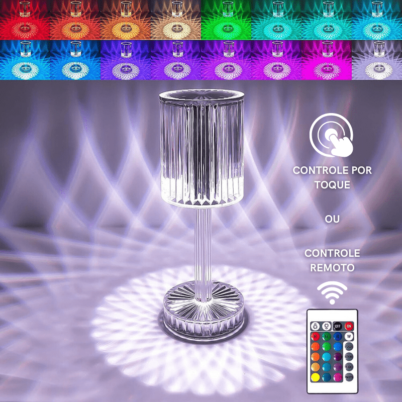 Luminária de Mesa LED Recarregável Sem Fio Cristal Casa & Coza