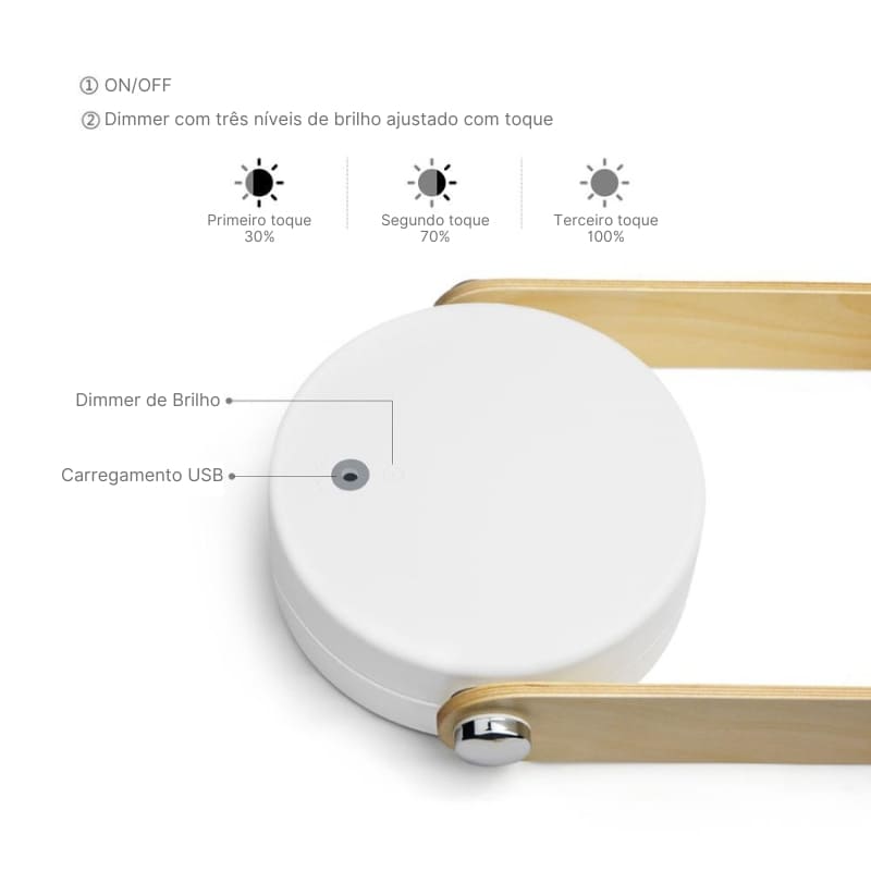Luminária de Mesa LED com Alça Luminária de Leitura Casa & Coza