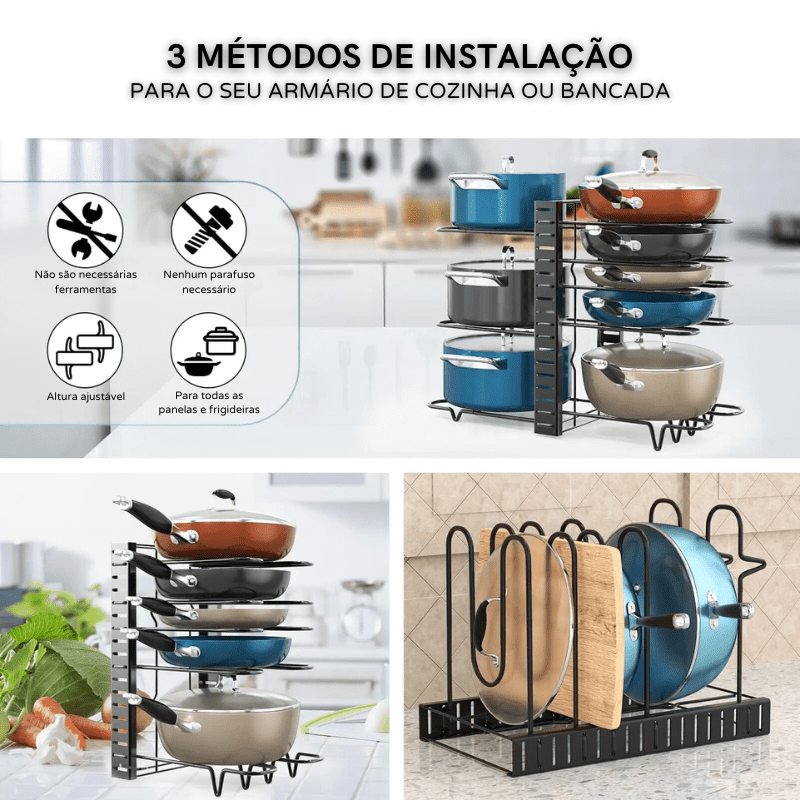 Organizador de Panelas e Tampas Armário de Cozinha Casa & Coza