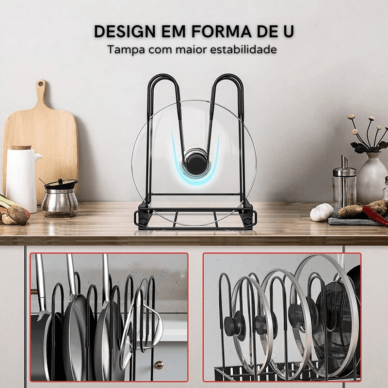 Organizador de Panelas e Tampas Armário de Cozinha Casa & Coza