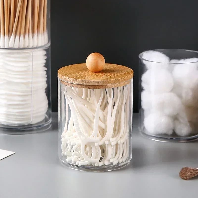 Organizador Porta Algodão e Cotonete Acrílico Kit Casa & Coza