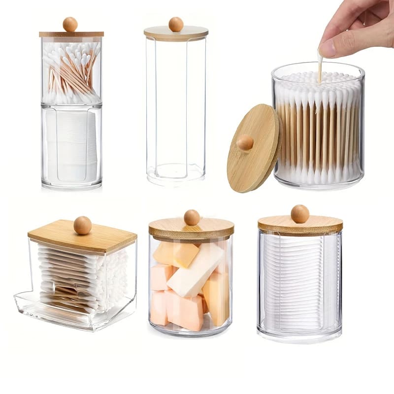 Organizador Porta Algodão e Cotonete Acrílico Kit Casa & Coza