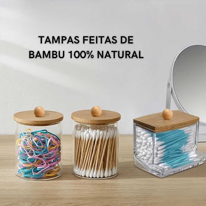 Organizador Porta Algodão e Cotonete Acrílico Kit Casa & Coza