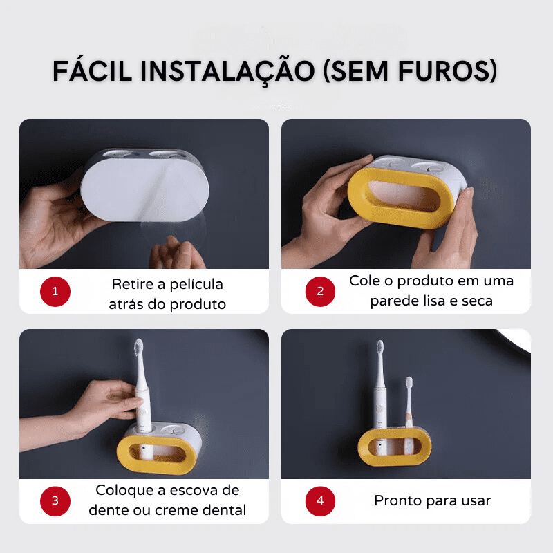 Porta Escova de Dente e Pasta Parede Organizador Casa & Coza