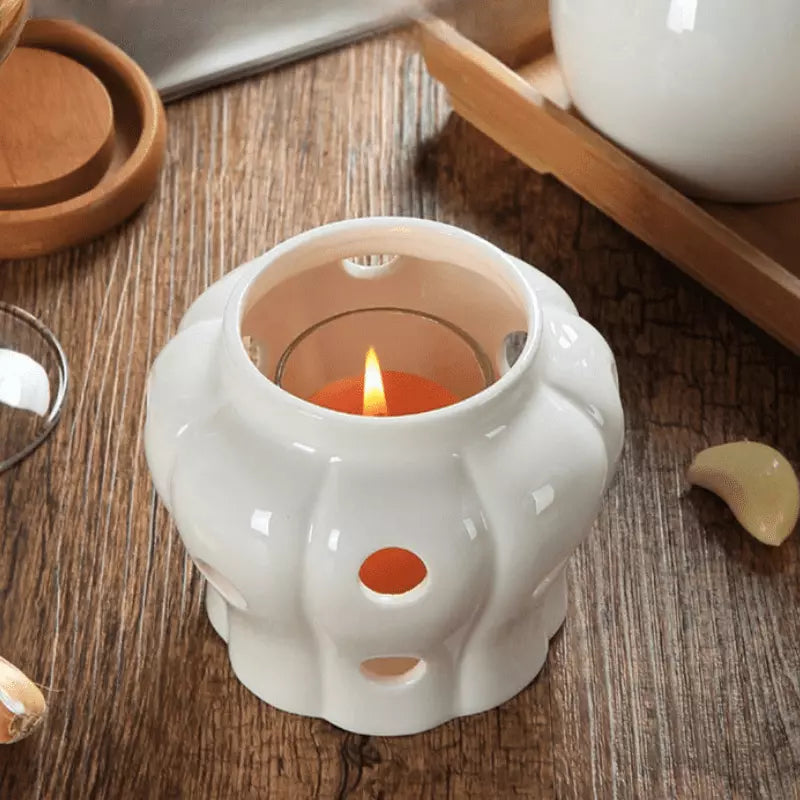 Pote de Cerâmica com Tampa de Madeira Decorativo Casa & Coza