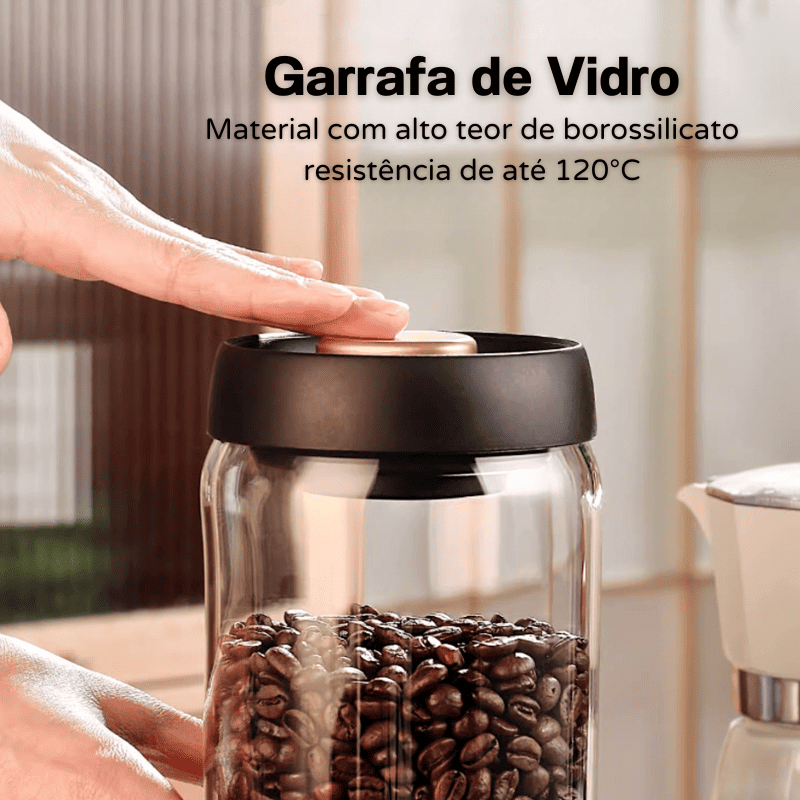 Pote de Vidro com Tampa Hermética Café a Vácuo Casa & Coza