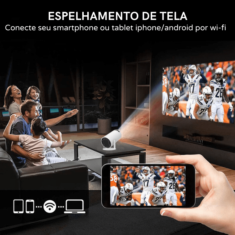 Projetor Portátil 4K 1080p Cinema em Casa Ultra HD Casa & Coza