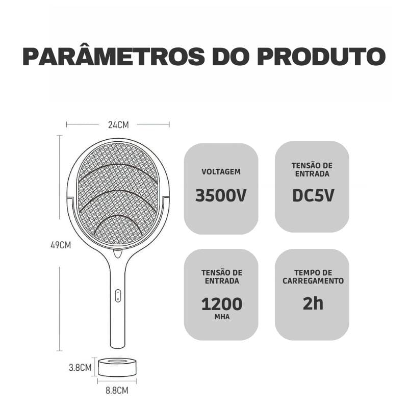 Raquete Elétrica Armadilha Mata Mosquito Casa & Coza