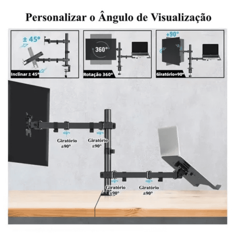 Suporte Monitor e Notebook Articulado para Mesa Casa & Coza