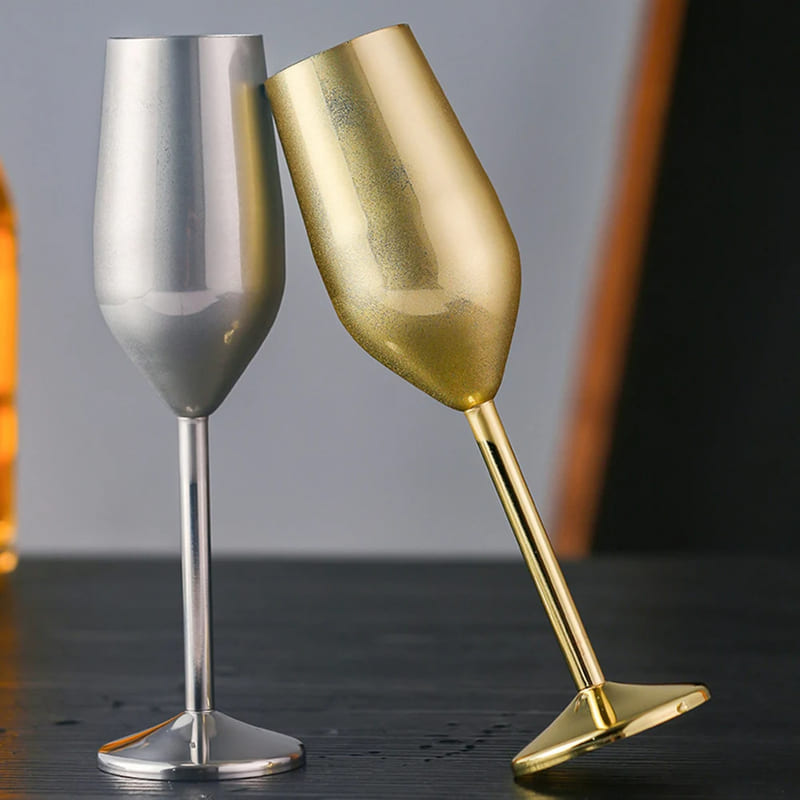 Taça de Champanhe Espumante Colorida Inox Bar em Casa