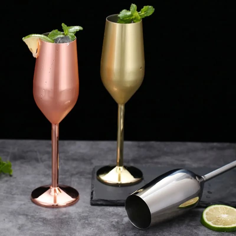 Taça de Champanhe Espumante Colorida Inox Bar em Casa