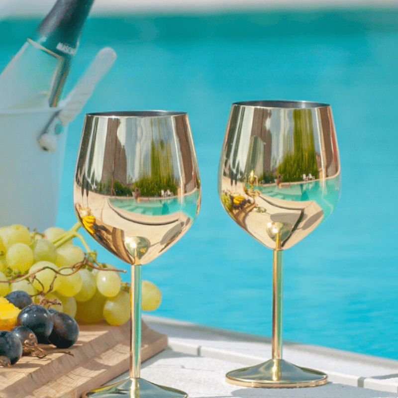 Taça de Vinho Colorida Inox Inquebrável Bar em Casa Casa & Coza