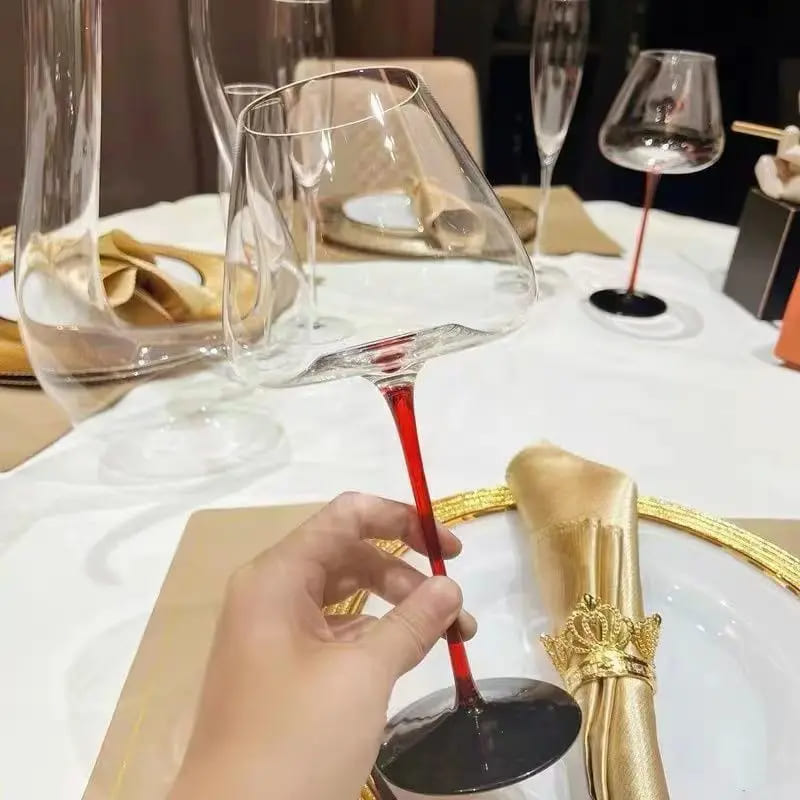 Taça de Vinho Cristal Haste Vermelha Bar em Casa Casa & Coza