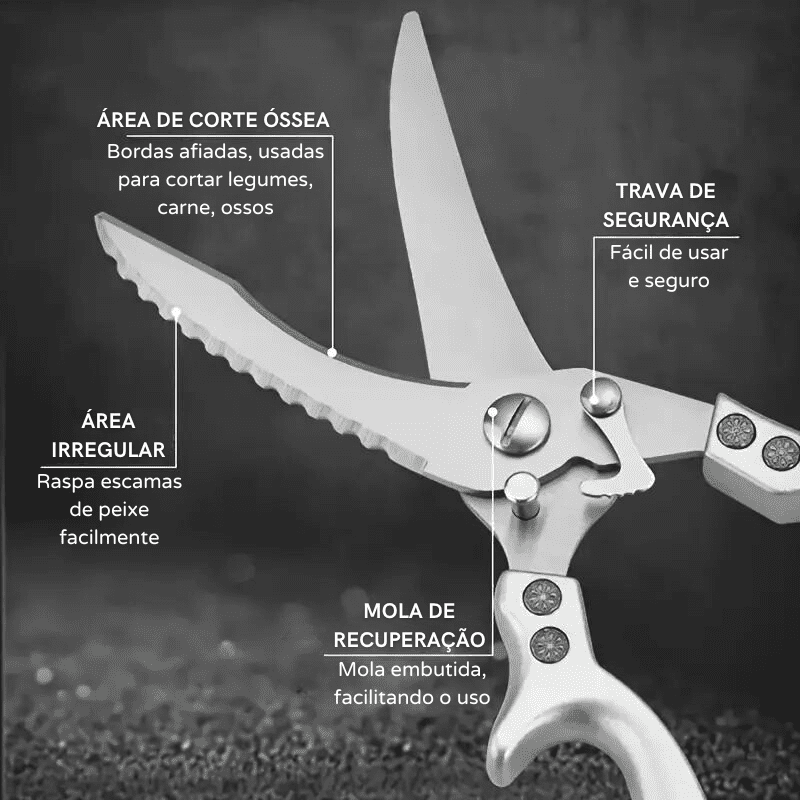 Tesoura de Cozinha Multiuso Inox Corta Tudo Casa & Coza