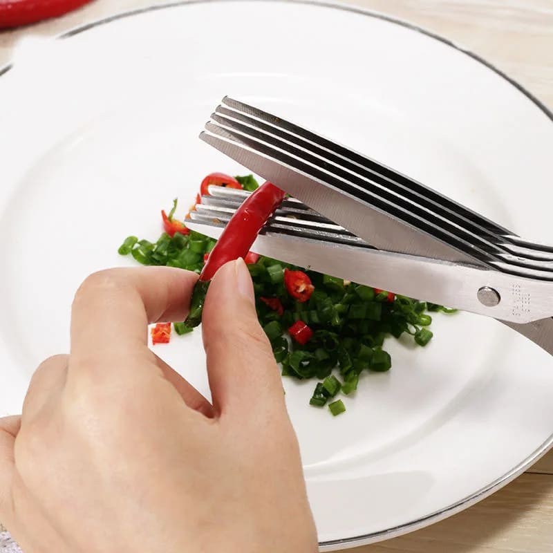 Tesoura de Picotar Cozinha 5 Lâminas Temperos Inox Casa & Coza