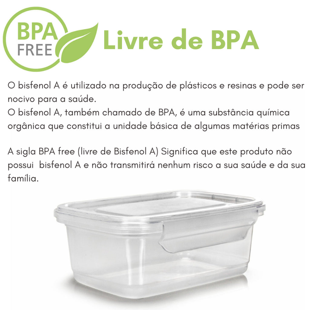 Kit 12 Potes para Marmitas Fitness 750 ml com trava, livre BPA - Casa e Coza