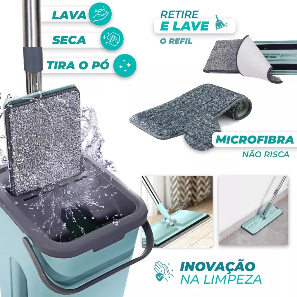 Flat Mop 2 Refis Esfregão Com Balde - Casa & Coza