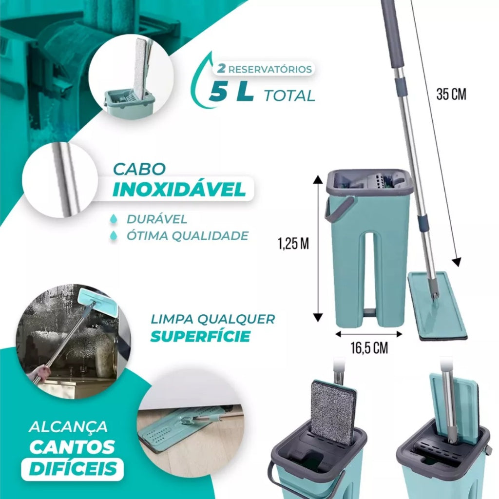 Flat Mop 2 Refis Esfregão Com Balde - Casa & Coza