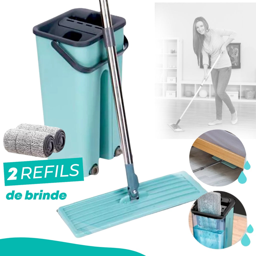 Flat Mop 2 Refis Esfregão Com Balde - Casa & Coza