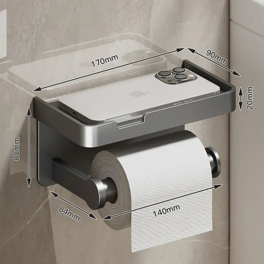 Suporte de Papel Higiênico com Apoio de Celular - Casa & Coza