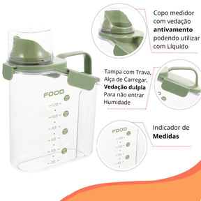 Kit Pote Premium Hermético Copo Medidor - Casa e Coza