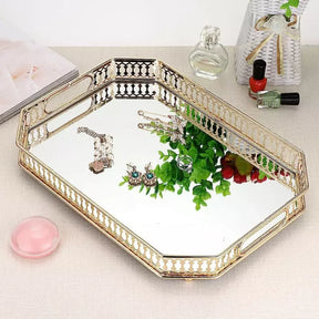 Bandeja Decorativa Retangular Banheiro/Sala com Espelho Casa & Coza