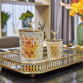 Bandeja Decorativa Retangular Banheiro/Sala com Espelho Casa & Coza