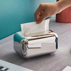 Caixa Porta Lenço Umedecido e Papel Cromado da Casa & Coza