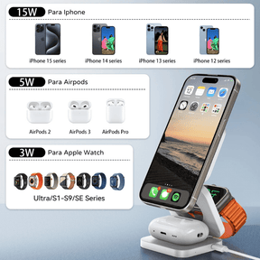 Carregador Iphone Indução Suporte Apple Watch Airpods Casa & Coza