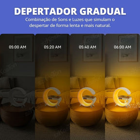Carregador Iphone Samsung por Indução + Despertador + Luminária