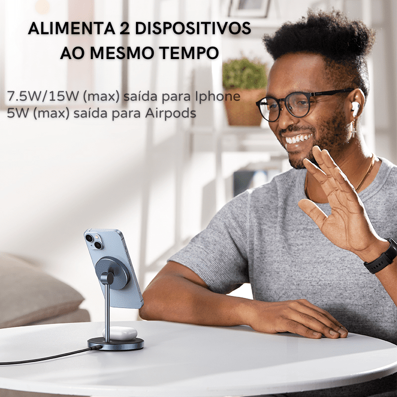 Carregador Por Indução Iphone Airpods Base Magnética Casa & Coza