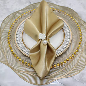 Conjunto Anéis de Guardanapo de Tecido Flor e Pérola Casa & Coza