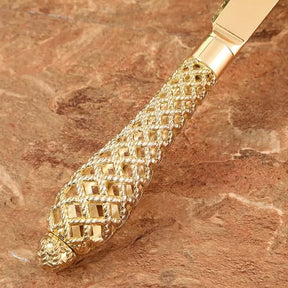 Conjunto Espátula para Bolo e Faca Dourada Casa & Coza