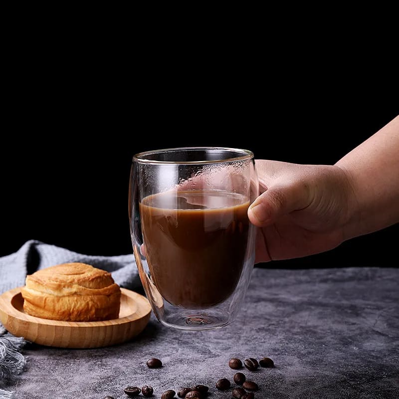 Copo de Vidro Parede Dupla Cantinho do Café e Chá Casa & Coza