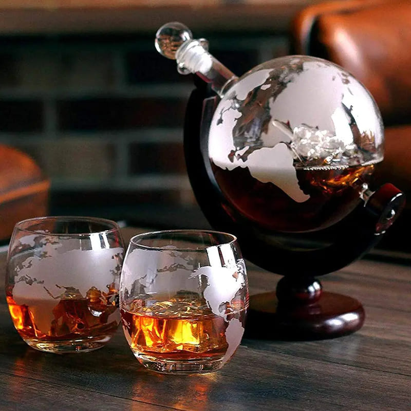 Decanter Whisky Globo Conjunto Recipiente de Vidro Casa & Coza