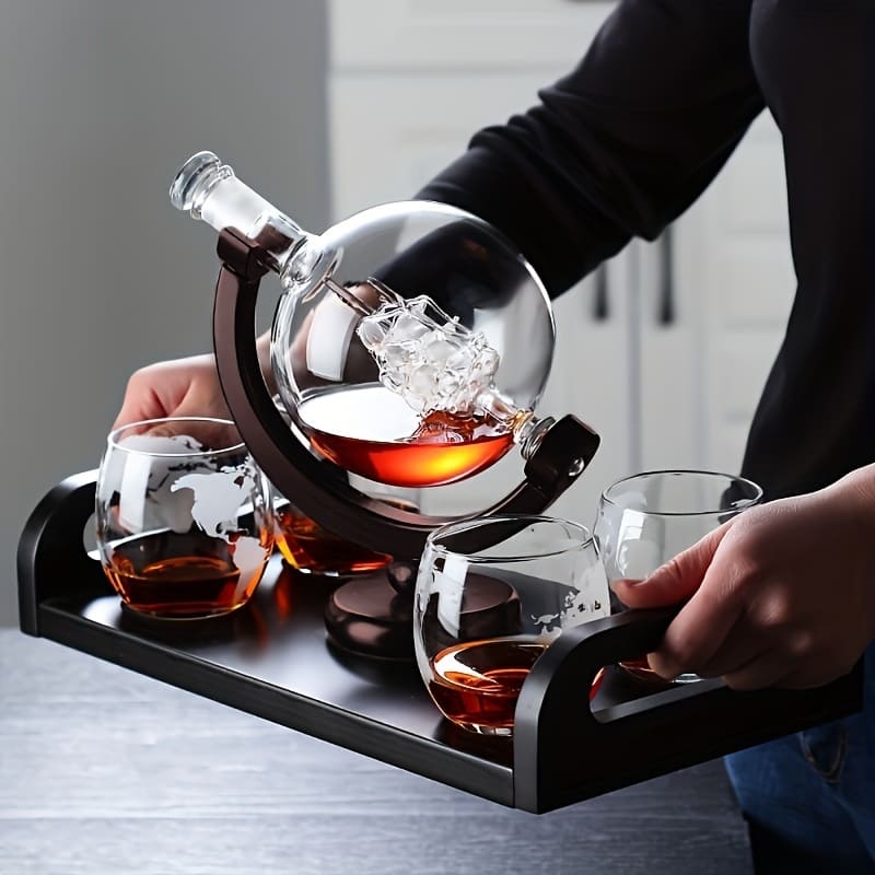 Decanter Whisky Globo Conjunto Recipiente de Vidro Casa & Coza