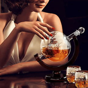 Decanter Whisky Globo Conjunto Recipiente de Vidro Casa & Coza