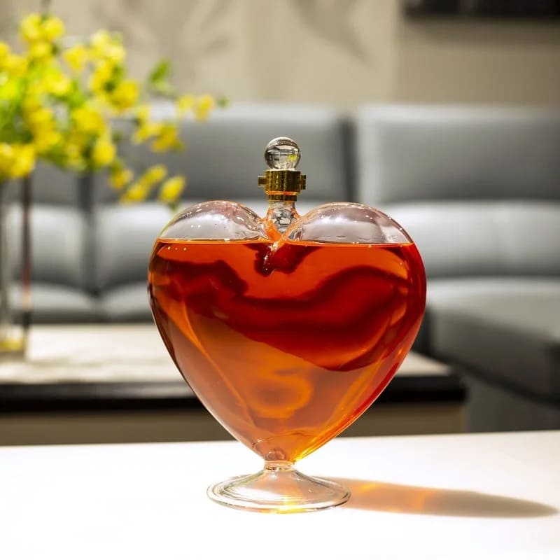 Decanter de Vinho Whisky Coração Vidro Bar em Casa